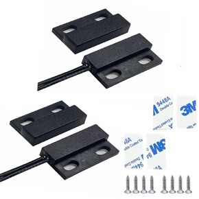 Magnetic Reed Switch,Wired Door Window Contact Sensor,Micro Normally Open NO Alarm Reed Switch,10W 100v 0.5A Magnetic Reed Switch to DC 5V 12V 24V Light(2-Pack)