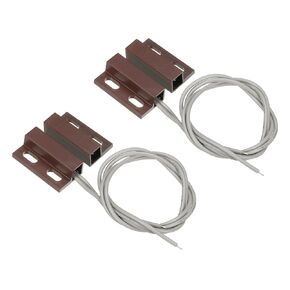 PATIKIL Magnetic Reed Switch, 2 Pack NO Wired Surface-Mounted Magnetic Contact Switch for Door Window, Brown