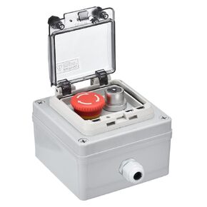 MECCANIXITY IP67 Push Button Box ABS Lock Button E Stop Button for Indoor and Outdoor Electrical Communication Fire Equipment