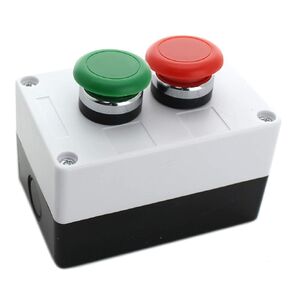 Push Button Switch Emergency Stop Button Stay-Put (Red Mushroom Button) - Includes Switch Box 22mm - RV Accessories Push Start Button 1NO/1NC ABS Material