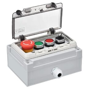 MECCANIXITY IP67 Push Button Box ABS Green Button Red Button Signal Button E Stop Button for Indoor and Outdoor Electrical Communication Fire Equipment