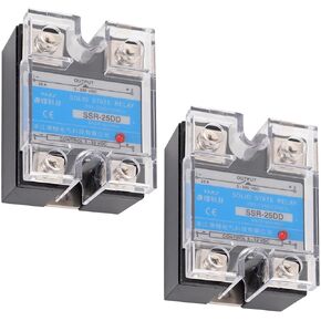 BlueStars 2PCS Solid State Relay SSR-25DD DC to DC Input 3-32VDC Output 5-200VDC 25A Single Phase Semi-Conductor Relay Module - Pack of 2 - Control 3-32V DC Load 5-200V DC