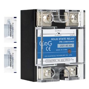 Solid State Relay SSR-40AA AC to AC Input 70-250VAC to Output 24-480VAC 40A Single Phase Plastic Cover