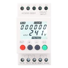 3 Phase Sequence Protection Relay,RD6-W 208-480VAC Voltage Over Under Voltage Phase Failure Relay,LCD Guide Rail Voltage Phase Loss Protector Monitoring Relay