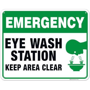 Sigo Signs, Eye Wash Station Signs, Emergency Sign, 10x7 Rust Free Aluminum, Weather/Fade Resistant, Easy Mounting, Indoor/Outdoor Use, Made in USA