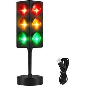 Yexiya Traffic Light Lamp Color Change Mini Stop Light Lamp 11 Inch Stop Sign Room Decor USB Traffic Light Cool Decorative Traffic Light Desk Lamp for Boys Girls Kids Room Party Decorations (1 Pcs)
