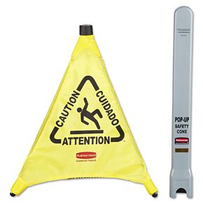 Rubbermaid Commercial 20 Inch "international Wet Floor" Symbol Folding Floor Cone, Yellow (FG9S0725YEL)
