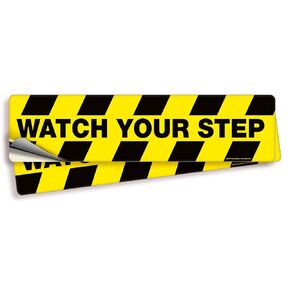 iSYFIX Watch Your Step Floor Decals Stickers - 6 Pack 10x5 Inch - Premium Self-Adhesive Vinyl, Laminated Anti-Slip, Water Resistance, sticker Indoor & Outdoor