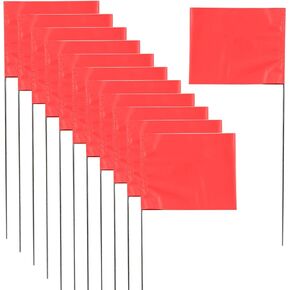 Marking 50 Pack Flags Yard Flags 12 x 2.5 x 3.5 Inch Marker Flags for Lawn Yard Flags Landscape Flgs Survey Flags, Sprinkler Flags, Irrigation Flags（red)