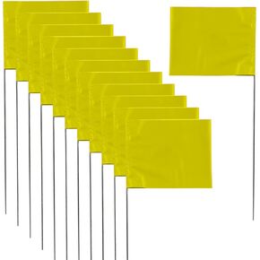 Marking 100 Pack Flags Yard Flags 12 x 2.5 x 3.5 Inch Marker Flags for Lawn Yard Flags Landscape Flgs Survey Flags, Sprinkler Flags, Irrigation Flags（yellow)