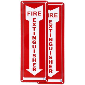 Fire Extinguisher Required Sign - For Indoor or Outdoor Use - 2 Signs White & Red - Hard & Durable Plastic with Holes - 12" x 4" - Pre-Drilled Mounting Holes