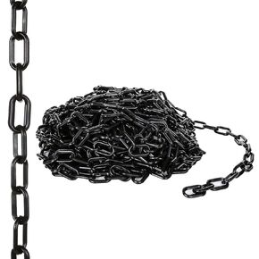 Plastic Chain 82FT. Black Safety Barrier Chain Link Light Weight Plastic Chain UV Protected Plastic Chains for Crowd Control Halloween Decoration