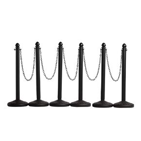 Montour Line Plastic Stanchion Yellow 2.5 Inch Diameter with 50 Foot Chain, 6-Pack, Crowd Control Barriers