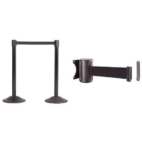 US Weight - U2102EXT Heavy Duty Premium Steel Crowd Control Stanchion with Extended 13-foot Retractable Belt, Black, Two Pack