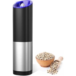 innhom Gravity Electric Salt Grinder Pepper Grinder Battery Operated Pepper Mill Automatic Salt and Pepper Grinder with Adjustable Coarseness, 1 Pack