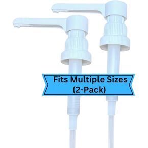 Dual Fitting Pump Dispenser for Gallon Jugs and Smaller Bottles (8cc Each Pump/Fits 28-400 and 38-400) Leak Proof for Household and Commercial Use, Plastic Pump for 1 Gallon Jug - BPA Free (2-Pack)