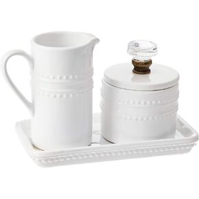 Mud Pie Farmhouse Inspired Vintage Doorknob Cream and Sugar Set, One Size, White