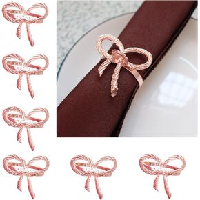 White Flower Napkin Rings Set of 6, Elegant Napkin Rings Dining Decor Holder Buckles for Wedding Christmas Party Banquet Family Dinner Decoration