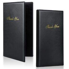 Check Presenters for Restaurants, 20 Pack 10" x 5.5" Guest Check Card Holder with Gold Thank You Imprint for Restaurants Eatery Bar and Cafe