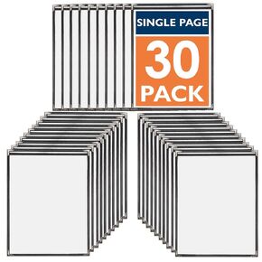 Ilyapa Restaurant Menu Covers 11 x 17 Inch - 30 Pack, Single Page, 2 View Clear Menu Holder Sleeves for Restaurant, Durable PVC Hard Plastic Sheet Protector Folders to Cover Inserts