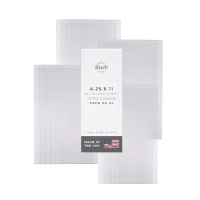 Double-Sided All Clear Vinyl Menu Cover, Two-Sided 2 View Plastic Menu Holder, Slip in Top-Loading Cover, Wipeable, Reusable, 8.5" x 14", Pack of 24
