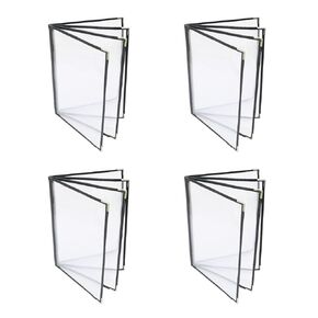4PCS Menu Covers, Menu Covers 8.5 X 11 Inch, Menu Holder 4 Page 8 View, Restaurant Menu Covers Fits A4 Size Paper, Morning Menu Homeschool, Menu Book(Black)