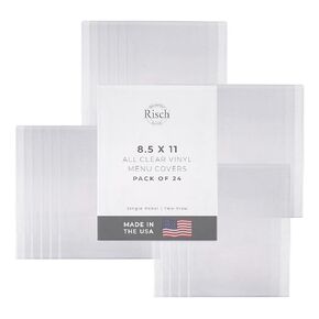 Double-Sided All Clear Vinyl Menu Cover | Two-Sided 2 View Plastic Menu Holder | Slip in Top-Loading Cover | Wipeable, Reusable | 8.5" x 11" | Pack of 24