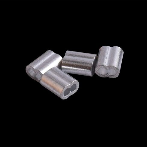 Accessbuy 1/8" Wire Rope Sleeve,Aluminum Gritted Crimping Sleeve,Aluminum Crimping Loop Sleeve,Cable Crimp Ferrules for 1/8" Diameter Wire Rope and Cable Line 100 Pieces in Kuwait