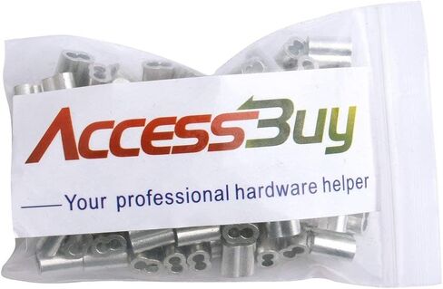 Accessbuy 1/8" Wire Rope Sleeve,Aluminum Gritted Crimping Sleeve,Aluminum Crimping Loop Sleeve,Cable Crimp Ferrules for 1/8" Diameter Wire Rope and Cable Line 100 Pieces in Kuwait