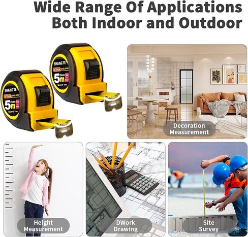 Steel Measuring Tape, Tape Measure 16 ft, Measuring Tape Retractable, 16-Foot Basics Self-Locking Measurement Tape, Self Lock Auto Lock Tape Rule Imperial/Metric Tape Measure for Body Measurements in Saudi Arabia