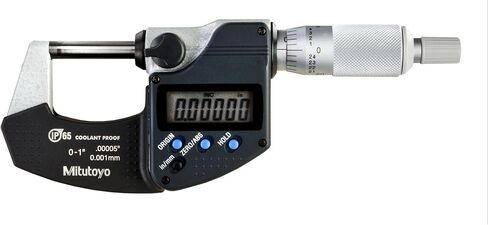 Mitutoyo 293-340-30 Digital Micrometer, Inch/Metric, Ratchet Stop, 0-1" (0-25.4mm) Range, 0.00005" (0.001mm) Resolution, +/-0.00005" Accuracy, Meets IP65 Specifications in Saudi Arabia