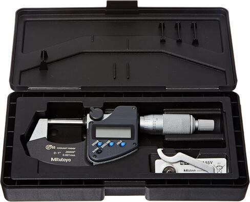 Mitutoyo 293-340-30 Digital Micrometer, Inch/Metric, Ratchet Stop, 0-1" (0-25.4mm) Range, 0.00005" (0.001mm) Resolution, +/-0.00005" Accuracy, Meets IP65 Specifications in Saudi Arabia