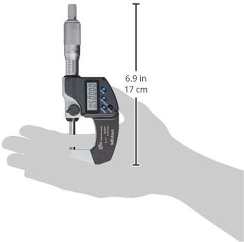 Mitutoyo 293-340-30 Digital Micrometer, Inch/Metric, Ratchet Stop, 0-1" (0-25.4mm) Range, 0.00005" (0.001mm) Resolution, +/-0.00005" Accuracy, Meets IP65 Specifications in Saudi Arabia
