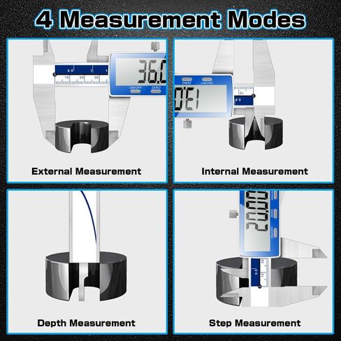 Caliper Measuring Tool, Qfun Vernier Digital Caliper Stainless Steel 6 Inch/150mm, Digital Micrometer Waterproof, Easy Switch from Inch to Millimeter, Large LCD Screen in Kuwait