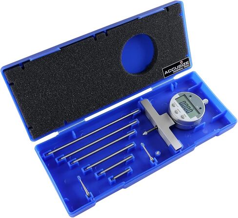 Accusize Industrial Tools - 0-22 inch Electronic Digital Depth Gauge, Inch/Metric/Fractional, 2 Extra Points for Small Hole Applications, P103-0188 in Saudi Arabia