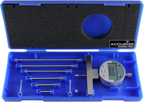 Accusize Industrial Tools - 0-22 inch Electronic Digital Depth Gauge, Inch/Metric/Fractional, 2 Extra Points for Small Hole Applications, P103-0188 in Saudi Arabia