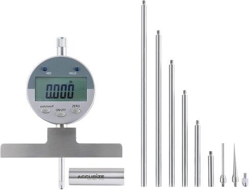 Accusize Industrial Tools - 0-22 inch Electronic Digital Depth Gauge, Inch/Metric/Fractional, 2 Extra Points for Small Hole Applications, P103-0188 in Saudi Arabia