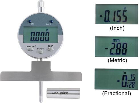 Accusize Industrial Tools - 0-22 inch Electronic Digital Depth Gauge, Inch/Metric/Fractional, 2 Extra Points for Small Hole Applications, P103-0188 in Saudi Arabia