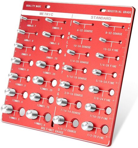 فاحص الخيوط، فاحص خيط الصواميل والمسامير الاحترافي مع 28 مقاسًا، 14 متريًا ممتازًا و14 مسمار تعريف قياسي، مقياس خيط دقيق بمقاييس السنتيمتر والبوصة على كلا الجانبين in Kuwait