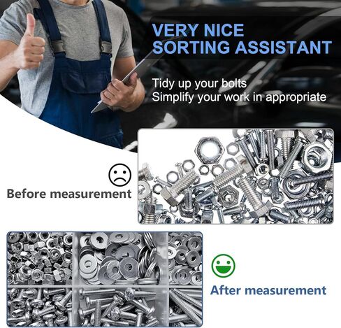 مدقق خيط الصواميل والمسمار - 44 قطعة من مقاييس الذكور/الإناث، مجمعة بشكل فردي 23 بوصة و21 مقياسًا متريًا لحجم الصواميل والمسمار، مناسبة للتحقق من الحجم في المناطق الصعبة والضيقة in Kuwait