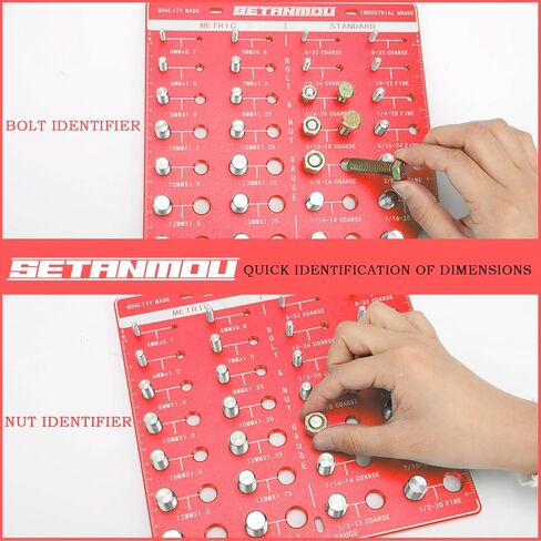 Thread Checker - 28 Bolt and Nut Identifiers, Bolt Sizes and Thread Gauges, Square Design Gift Box Packaging, 14 Metric and 14 Standard Thread Sizes and Thread Gauges in Kuwait