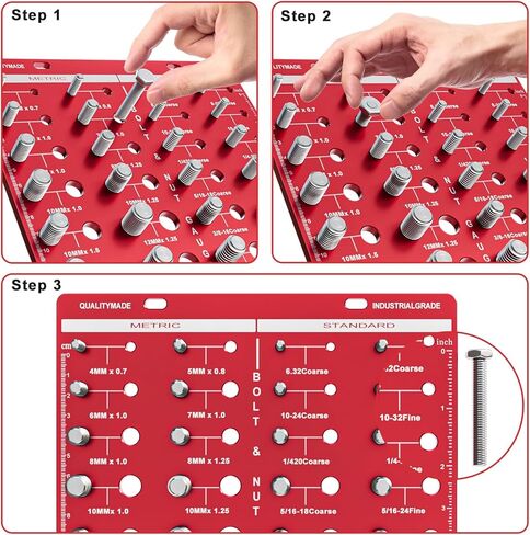 28 Nut and Bolt Thread Checker, Thread Checker, Bolt Size and Thread Identifier, Standard Screw Size Gauge with Inches and Centimeters in Kuwait