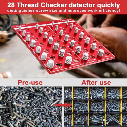 28 Nut and Bolt Thread Checker, Thread Checker, Bolt Size and Thread Identifier, Standard Screw Size Gauge with Inches and Centimeters in Kuwait