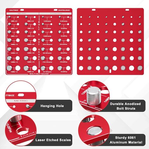 28 Nut and Bolt Thread Checker, Thread Checker, Bolt Size and Thread Identifier, Standard Screw Size Gauge with Inches and Centimeters in Kuwait