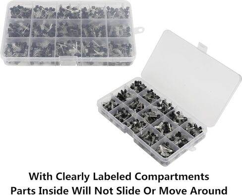 مجموعة 15 قيم 750 قطعة MOSFET، A1015 C945 C1815 S8050 S8550 S9012 S9013 S9014 S9015 S9018 2N2222 2N3904 2N3906 2N5401 2N5551 PNP NPN مجموعة متنوعة من ترانزستورات الطاقة in Kuwait