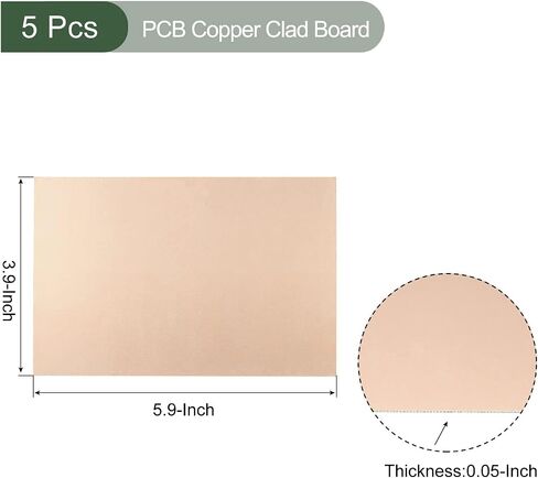 5 قطع من لوحة YOKIVE النحاسية PCB، لوحات دوائر فارغة مزدوجة الجوانب FR4، رائعة للهوايات الإلكترونية والحفر ومشاريع الدوائر (70 مم × 50 مم × 0.8 مم) in Kuwait