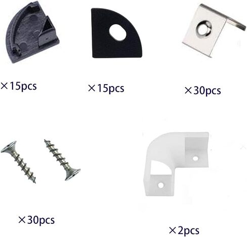 15PCS LED Channel Corner Connector Kit Black for Led Strip Lights Kitchen Cabinets U Shape Black Channels System in Saudi Arabia