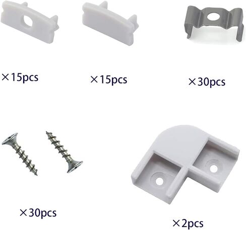 15PCS LED Channel Corner Connector Kit Black for Led Strip Lights Kitchen Cabinets U Shape Black Channels System in Saudi Arabia