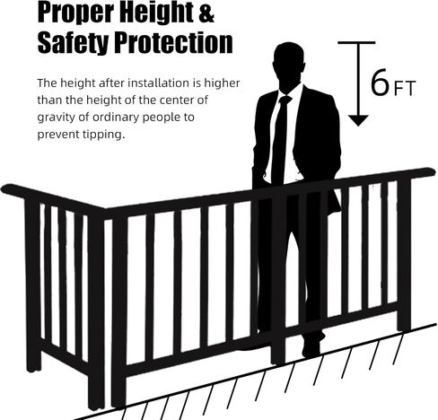 towallmark 50 حزمة من الدرابزينات المصنوعة من الألومنيوم، 32.25 × 1 × 0.1 بوصة درابزين الشرفة المسطح المستقيم، الدرابزينات درابزين سطح الدرج، درابزين سطح السفينة والسلالم، أسود غير لامع in Kuwait