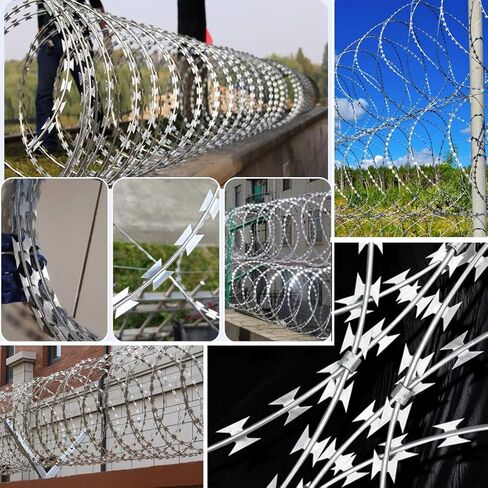 98FT Razor Wire Galvanized Barbed Wire Razor Ribbon Barbed Wire,Razor Wire for Wire Fencing,98 Feet per Roll (Roll Diameter:19" ; 45 coils/Roll) (98 FT, 1) in Saudi Arabia